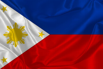 Waving silk flag of Philippines