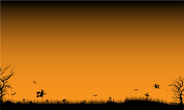 cemetary grave tombstone witch bat halloween orange black graveyard background