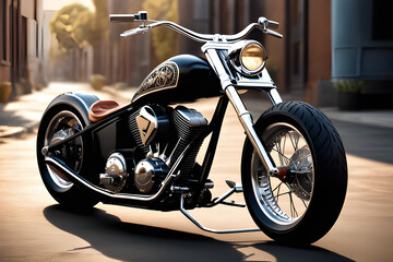 Classic road motorcycle, motorcycle on the street