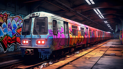 Suburban Abandoned Subway covered in graffiti