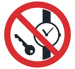 Metallic Articles or Watches Prohibited Symbol
