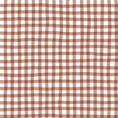 Brown Gingham Check Hand Drawn Background
