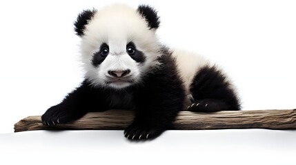 Panda cub on white background