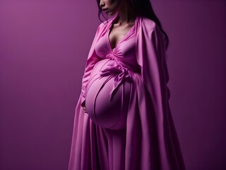 Obraz premium pregnant lady in pink dress Generated Ai