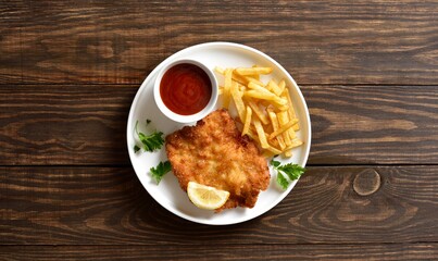 Wiener schnitzel with potato fries