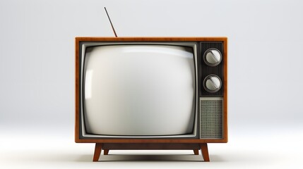 vintage tv set on white background