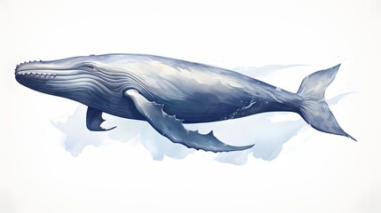 whale on a white background painted in watercolor