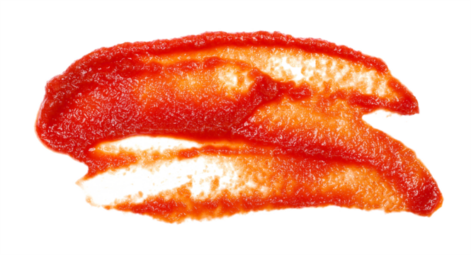 Passed tomatoes from cherry tomatoes, spread isolated on white, clipping path