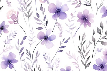 Obraz premium Fleurs, feuilles, plantes et papillons volants multicolores abstraits sans couture. Vecteurs de motif isolés sur fond blanc, illustration panoramique prairie d'été. IA générative, générative, IA.