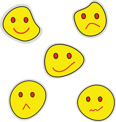 Set of smiley faces on white, Emojies set hand drawn