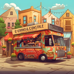 Gourmet Food Trucks: Exploring diverse gourmet cuisines served from food trucks, merging convenience with culinary innovation. AI Generated
