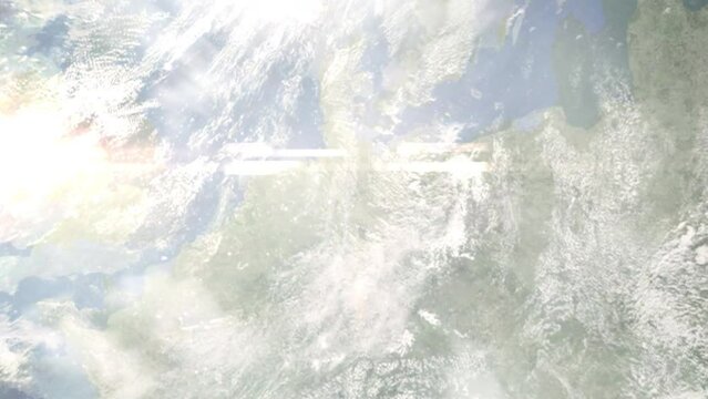 Zoom in from space and focus on Celle, Germany. 3D Animation. Background for travel intro. Elements of this image furnished by NASA