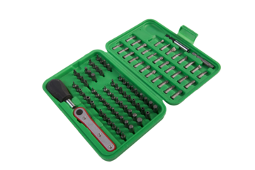 a box with a set of wrenches and screwdrivers