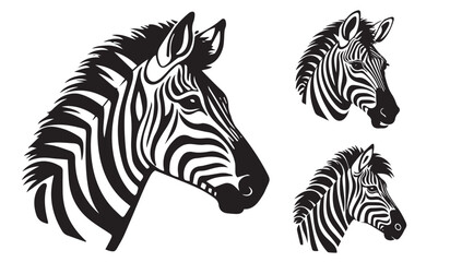 Zebra heads vector silhouette illustration