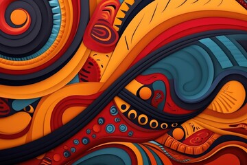 Abstract Background in Tribal Colors and African Patterns: A Tribute to Black History Month