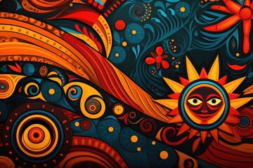 Abstract Background in Tribal Colors and African Patterns: A Tribute to Black History Month