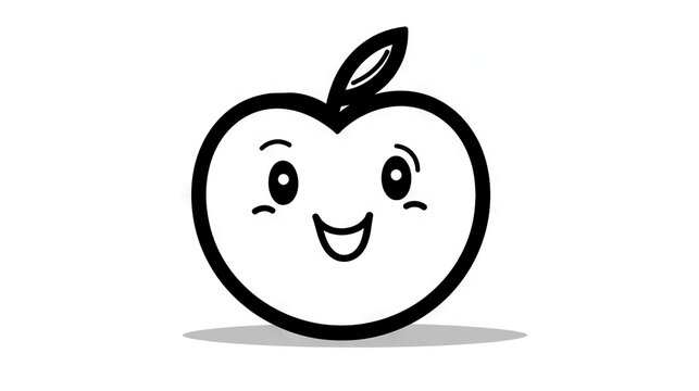  a black and white apple with a smile on it's face.  generative ai