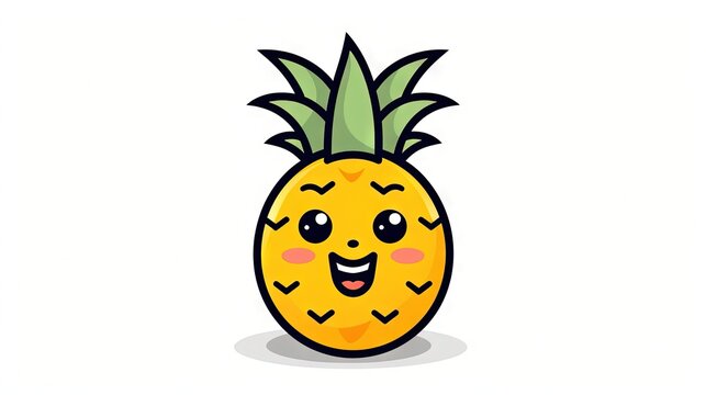  a cartoon pineapple with a happy face on it's face.  generative ai