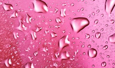Water Droplets on Pink Plastic View from Above