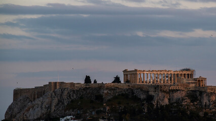 Fototapeta premium The Acropolis view with the Parthenon in Athens Greece in the evening. 