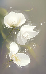 delicate stylish white transparent flowers with decor and design elements
