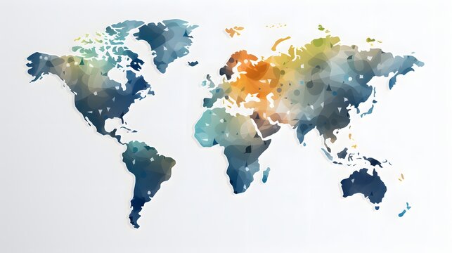 world map on a white background painted in watercolor