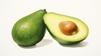 cut avocado on a white background