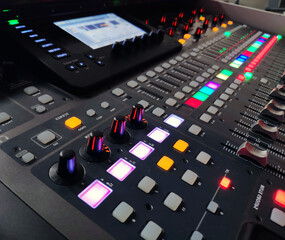 Professional music console background, sound equipment