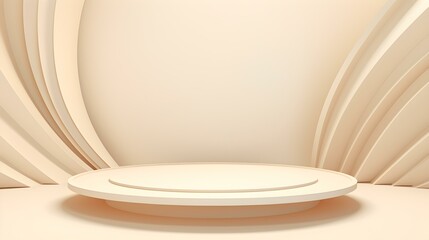 Abstract Studio Background in ivory Colors. Minimal Showroom for Product Presentation
