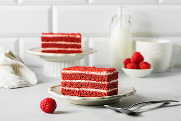 red velvet cake on a light background