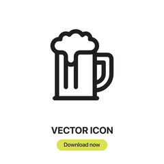 Beer Mug icon vector. Linear-style sign for mobile concept and web design. Beer Mug symbol illustration. Pixel vector graphics - Vector.