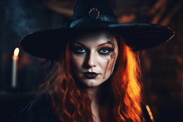 Fototapeta premium Halloween witch. Generative AI.