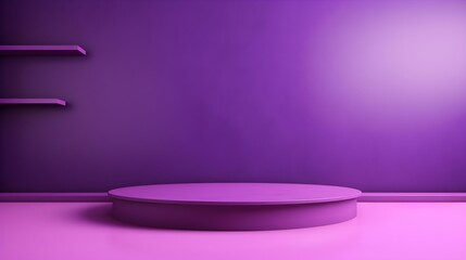 Abstract Studio Background in purple Colors. Minimal Showroom for Product Presentation
