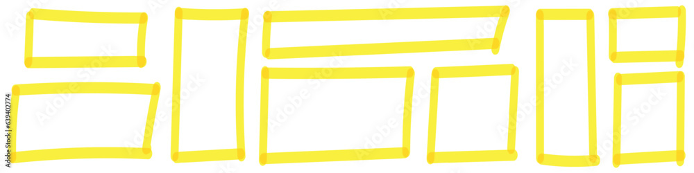 Wall mural grunge style yellow box frames and rectangles created with brush lines. sketchy square borders and s