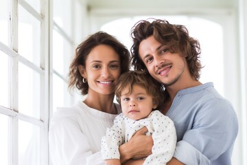 Obraz premium child family mother portrait father woman happy daughter son man girl female white love together boy parent generative ai