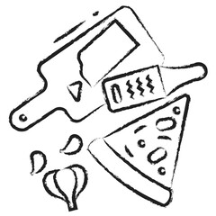 Hand drawn garlic cheese pizza icon