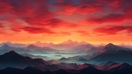 Gordijnen A breathtaking sunset painting capturing the © LabirintStudio