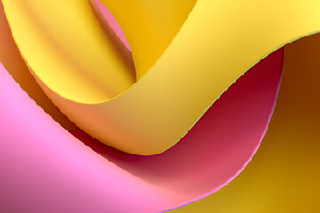 Harmonious Symphony: Graceful Pink and Yellow Waves Create a Mesmerizing Abstract Canvas, ai generative