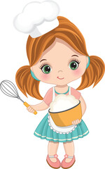 Vector Cute Little Chef Baking
