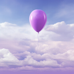Obraz premium A violet balloon with a cloudy sky backdrop. 