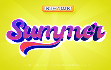 Summer cartoon 3d editable text effect style