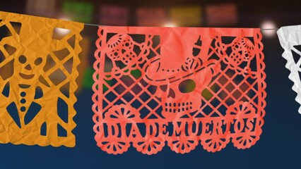 Several Mexican perforated paper or pecked paper with Day of the Dead theme.