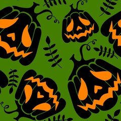 Halloween monsters seamless pumpkins pattern for autumn wrapping paper and fabrics and kids clothes print