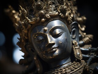 Obraz premium A buddha statue with its eyes close, at sunrise