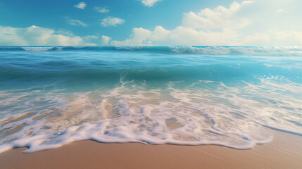 A serene sandy beach with gentle waves