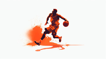 Simplified basketball vector illustration on a white background, showcasing minimalism. Generative AI