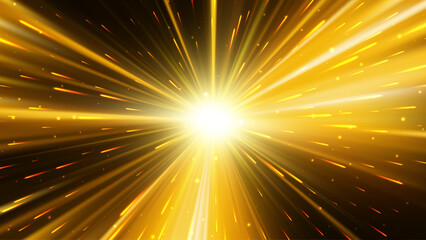 Light effect. Star burst. Gold glitter star or sun. Vector background