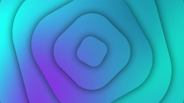 Abstract gradient blue background with rotating square geometric shapes. Embossed texture in the style of paper cut. Looped motion graphics.