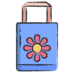 Hand drawn shopping bag icon