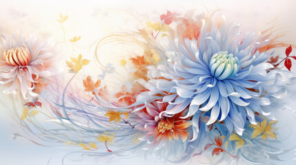 Obraz premium A beautiful blue and white flower painting